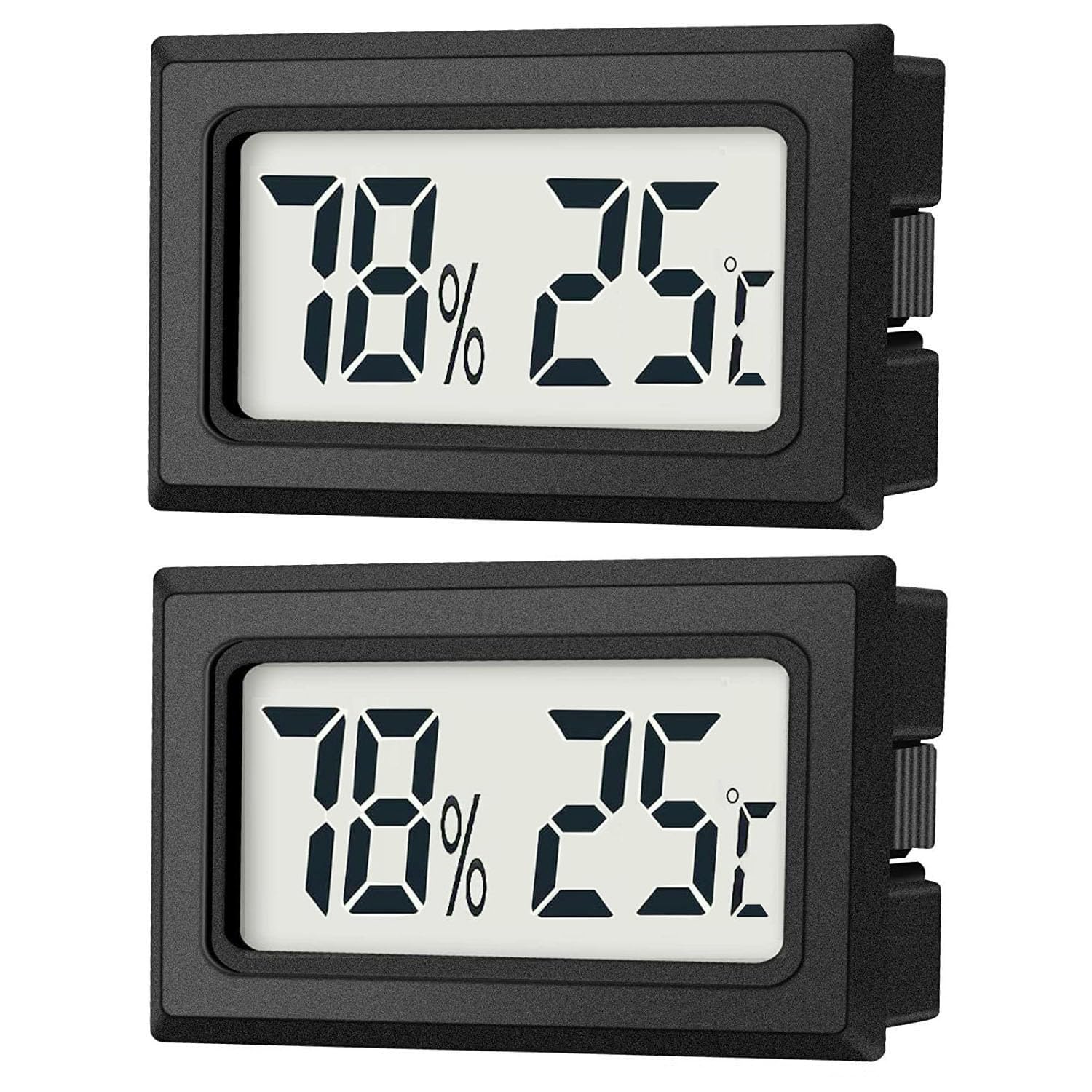 JEDEW 2er-Set Mini Digitale Thermometer-Hygrometer, Innen Temperatur- und Luftfeuchtigkeitmessgerät für Innenraum Gewächshaus Luftbefeuchter Reptilien, Großer LCD-Bildschirm Zentigrad ℃ (2)