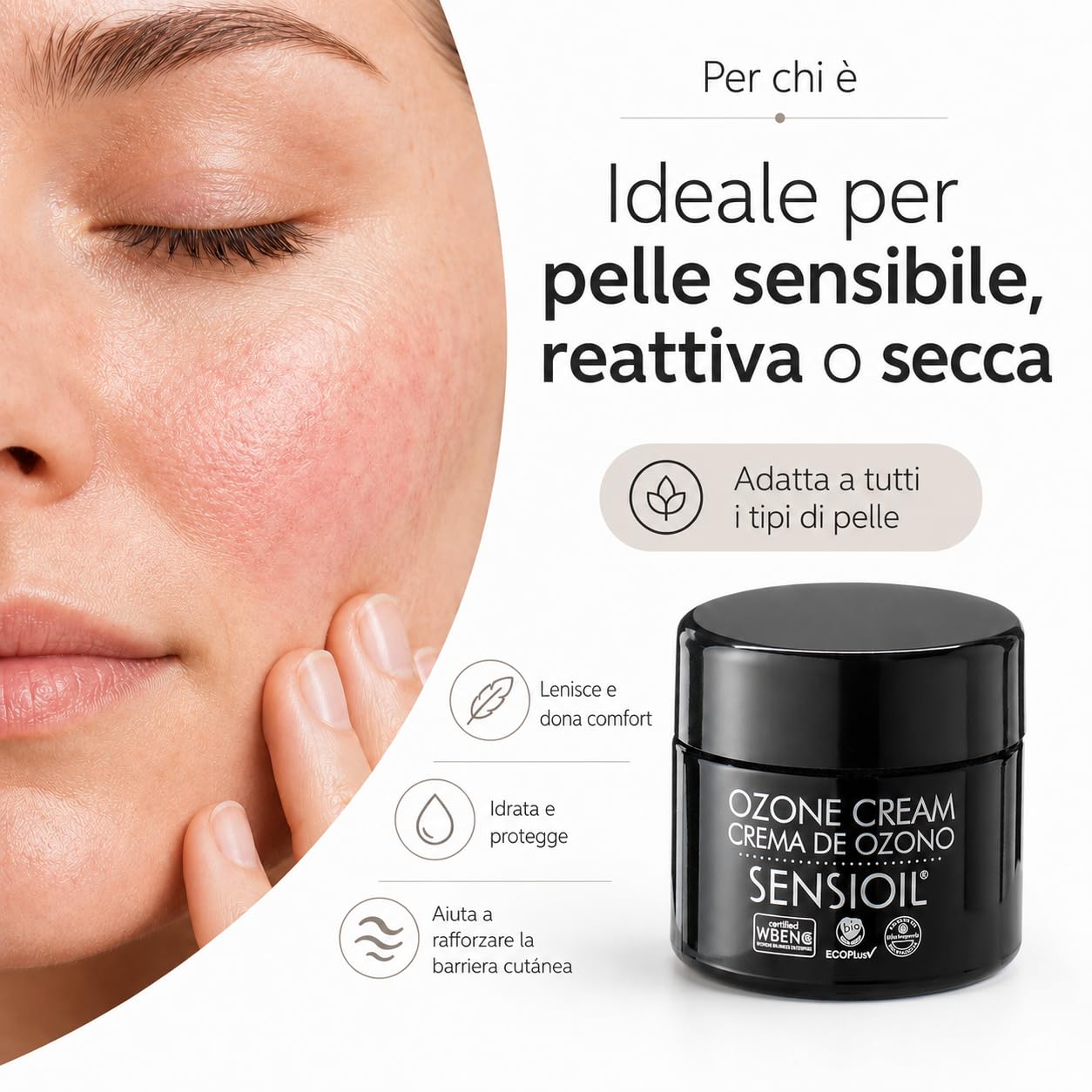 OZOLABS | CREMA DI OZONO | Crema viso a base di oli biologici ozonizzati | Anti-Rughe, Ossigenanti, Nutrienti | ISO 9001 | 50 cc