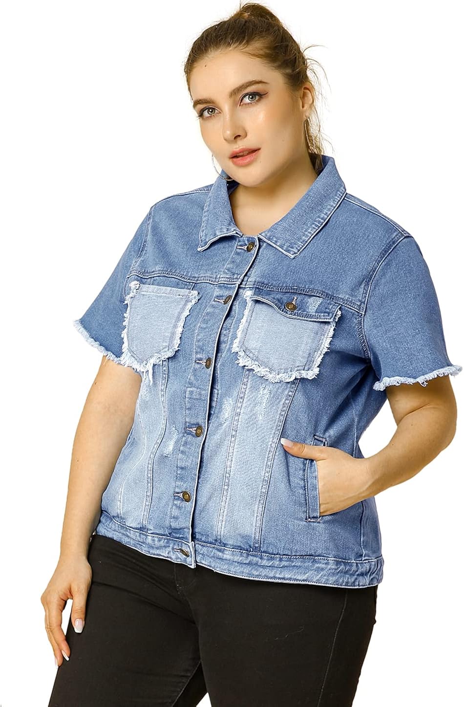 jean jacket with short sleeves
