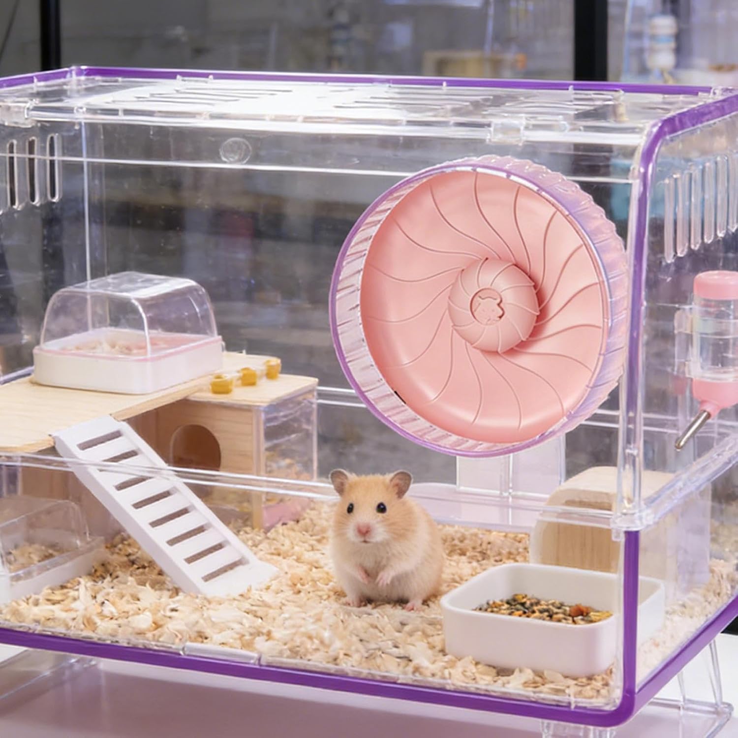 Genérico Quiet Hamster Wheel - Adjustable Swivel | Exercise Habitat Wheel for Gerbil Mice, Sugar Glider, Hedgehog, Ferret, Pet, Quiet and with Alt Settings