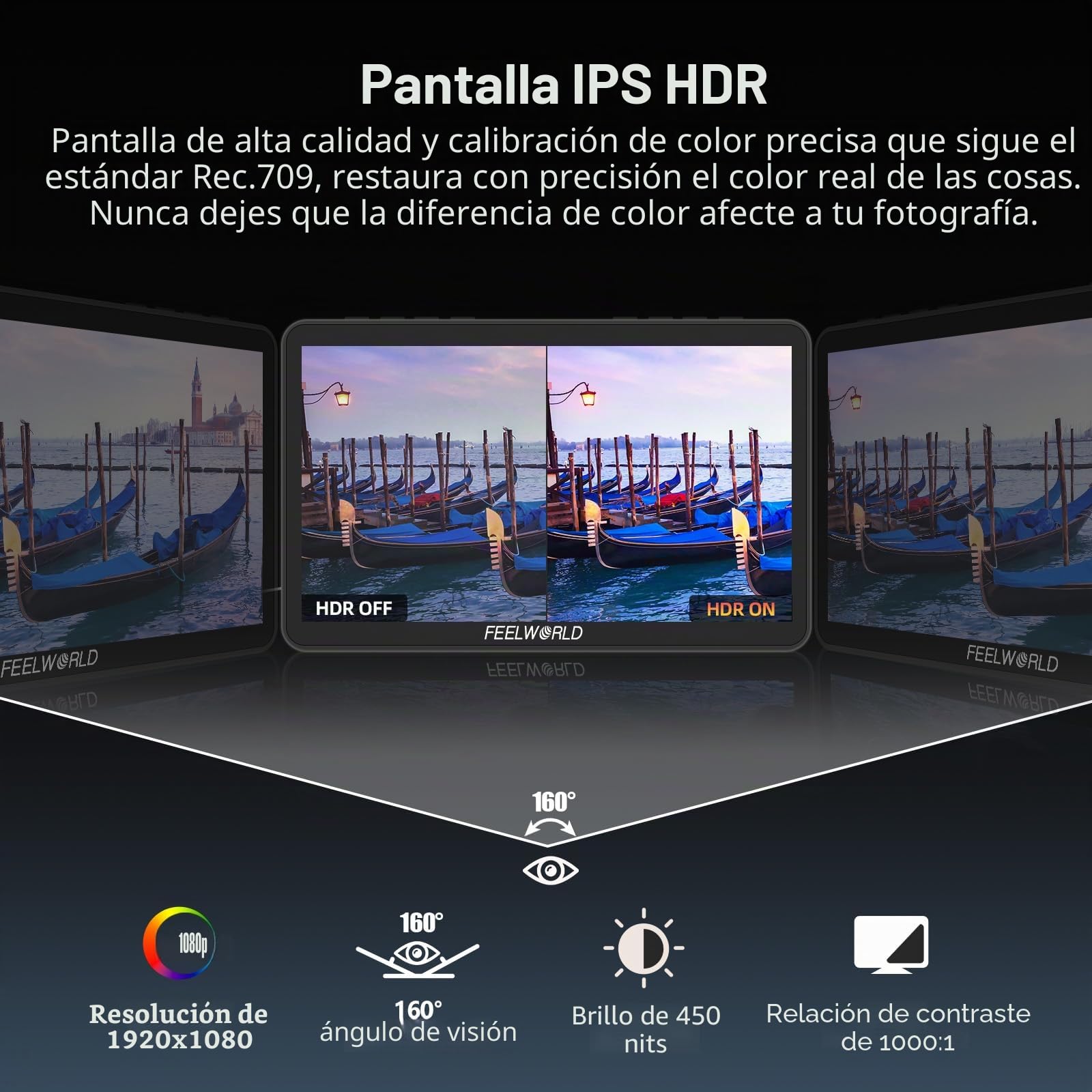 FEELWORLD F5 Pro V4 - Monitor de Campo de cámara DSLR de 6 Pulgadas + batería + Funda de Transporte + Cables Micro HDMI - Monitor de Video de Pantalla táctil con LUT 3D 1080P 4K HDMI con Placa de