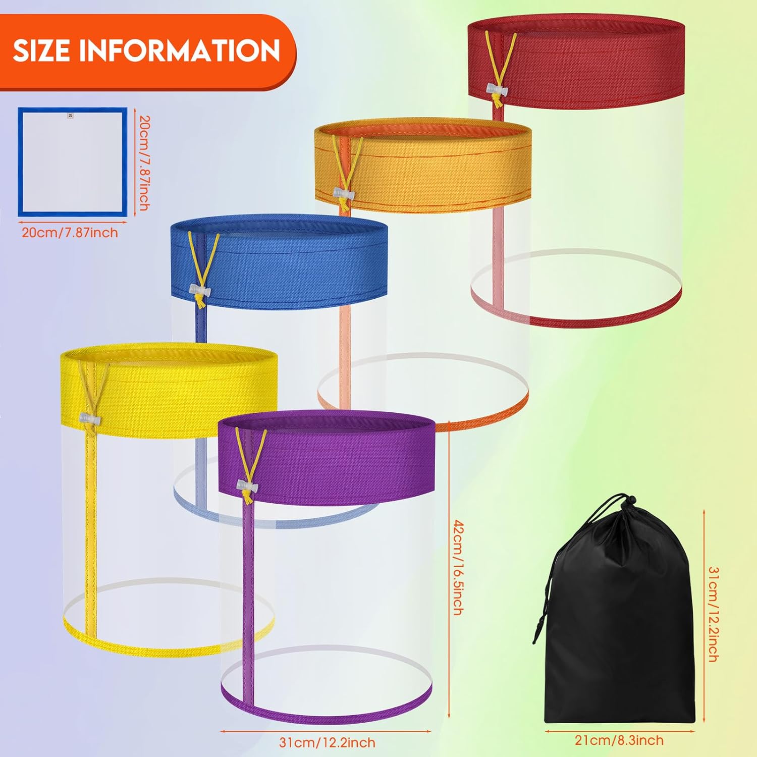 5-Pack 5-Gallon All-Mesh Storage Bags, 5 Color FineNylon Mesh, 5 Pieces Per Pack - For 5 Gallon Bucket, Reusable Filter Bag With Opening On Top.Hydroponics, Gardening
