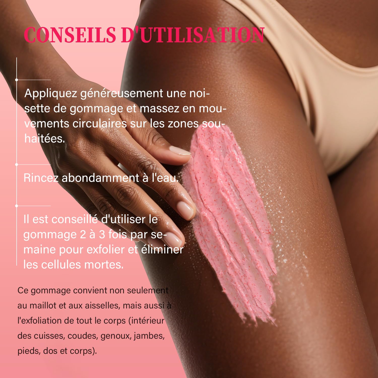 Gommage exfoliant pour le maillot avec 10% AHA + BHA et vitamine C, exfoliant pour le corps, élimine les poils incarnés, les boutons sous les aisselles, les taches brunes et unifie le teint, 200g