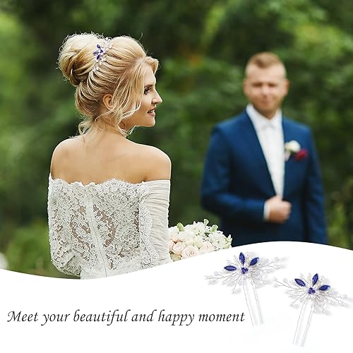 Miniatura 6 de PAGOW 2 horquillas para el cabello de novia con perlas de cristal, accesorios para el cabello de novia, pedazo de pelo con diamantes de imitación