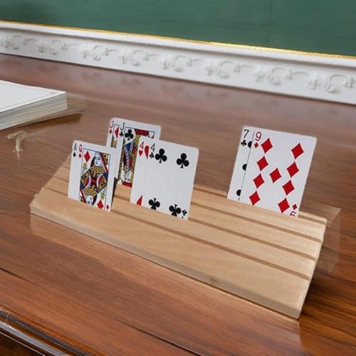 Miniatura 3 de Juego de 2 tarjeteros de madera para jugar con manos libres, organiza las manos para jugar fácilmente, diseñado para adultos, niños, personas