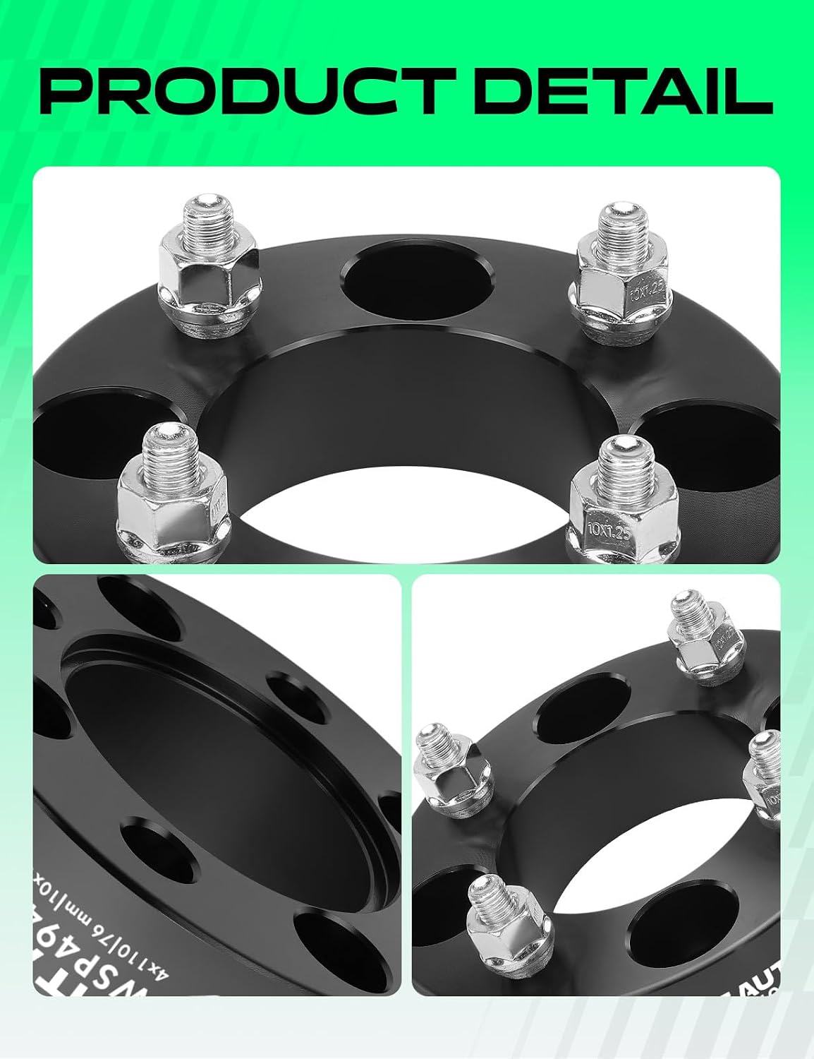 YHTAUTO 4x110mm Wheel Spacers 1.5" Compatible with Bombardier Can-Am Honda Kawasaki Yamaha Polaris Suzuki Models, Tire Spacers w/10x1.25 & 12.9 Grade Studs, 76mm Center Bore 4 Lug 4PCS
