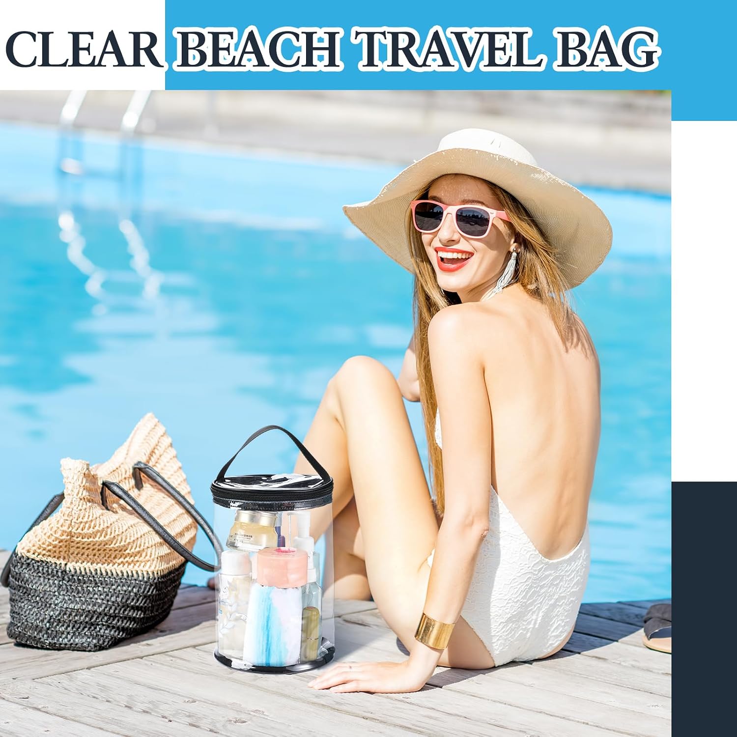 Sanwuta Clear Lotion Bag Sunscreen Toiletry Cylinder Makeup Bag, Black