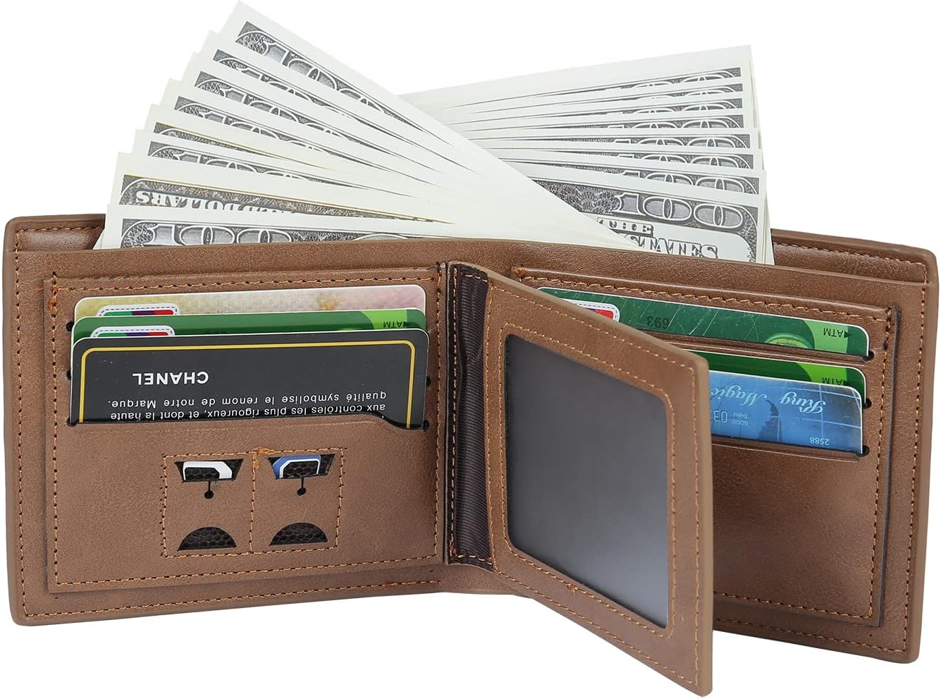 Nobelook Custom Engraved Wallet Personalized Picture & Text Bifold Leather Wallet for Men Dad Husband Boyfriend Gift (Style 7)