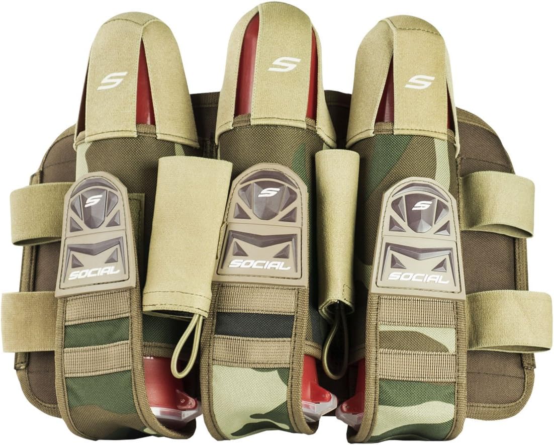 Social Paintball Grit Pod Pack Harness, Coyote Tan Woodland Camo, 3+6 Pod Holders