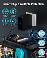 Vista 4 de Adaptador de corriente plegable PD de 65 W45 W, cargador rápido USB C para Steam DeckNintendo SwitchSteam Deck TV Dock