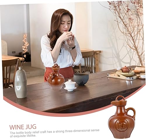 Miniatura 7 de YARNOW Dispensador de jarra de arcilla, botellas vacías para bebidas, dispensador de jarra de agua, contenedor de vino, botella de servir, jarra de