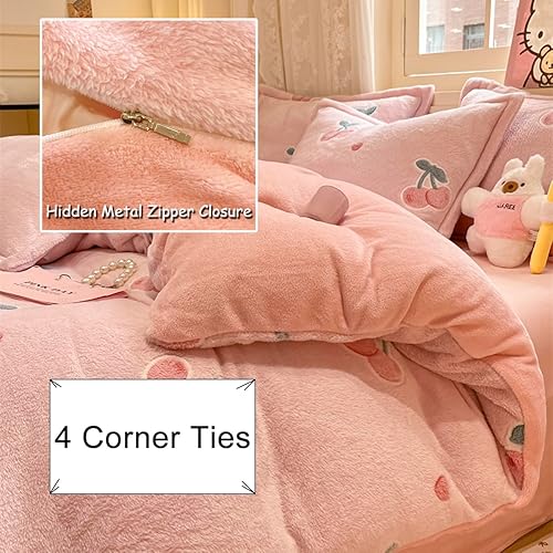 Miniatura 4 de LMONMOO Juego de funda de edredón rosa tamaño Queen, 3 piezas de edredón floral para niñas, juegos de ropa de cama Kawaii Queen, ultra suave, lindo,