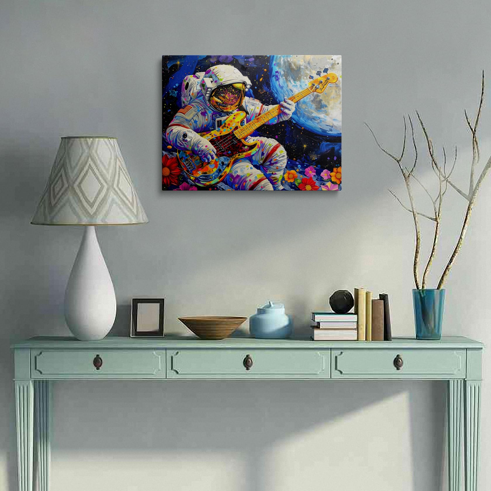 Amazon.com: Vibrant Trippy Space Astronaut Bass Guitar Graffiti