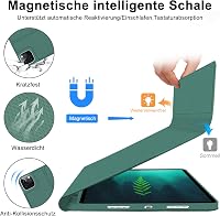 SENGBIRCH iPad Pro 12.9 Mágneses Billentyűzet Tok Német QWERTZ Touchpad Sötétzöld 6