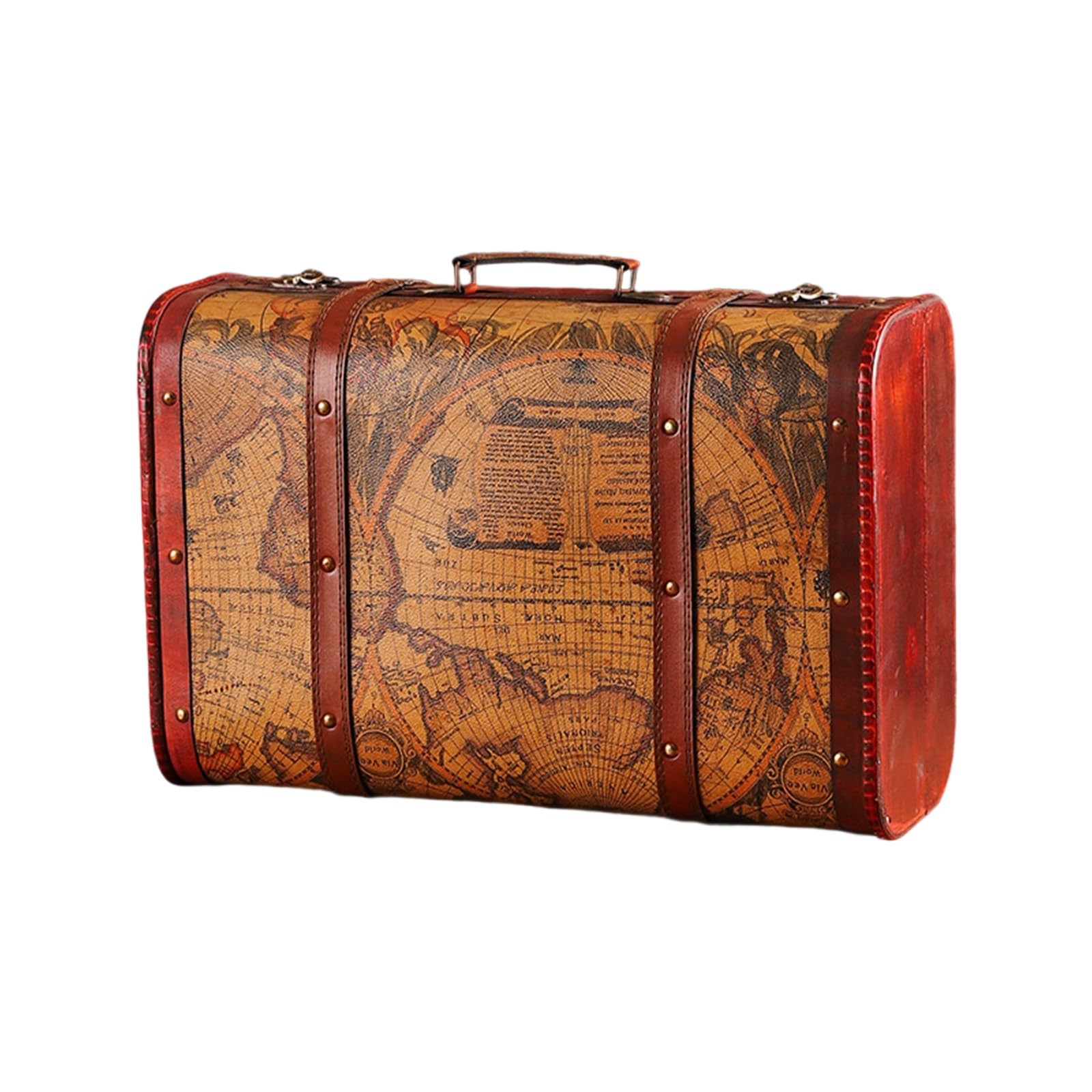 APGLSXY Wooden Trunk Faux Leather Handle Carrying Case Portable Storage Container for Jewelry Cosmetics and Collectibles Vintage Chinese Styles Wooden Trunk
