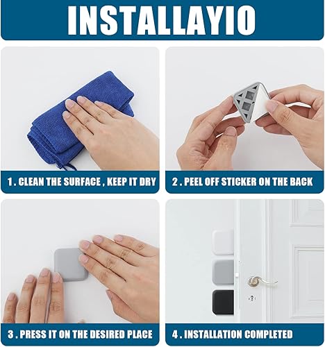 Miniatura 5 de 9 protectores de pared para puerta autoadhesivos de silicona para manija de puerta de muebles parachoques de puerta cuadrada de 165 pulgadas para