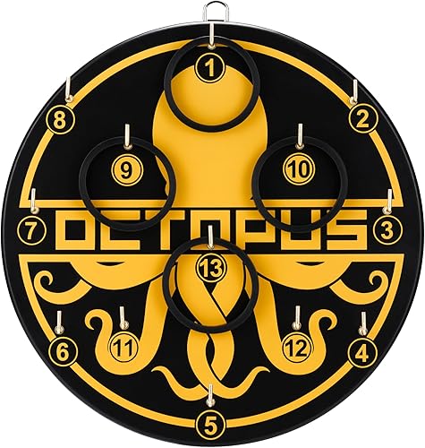 Octopus Games Hookey Ring and Hook Toss Game with Score Board for Family, Adults, and Kids Fun for Parties, Camping, Beach, Backyard, and More