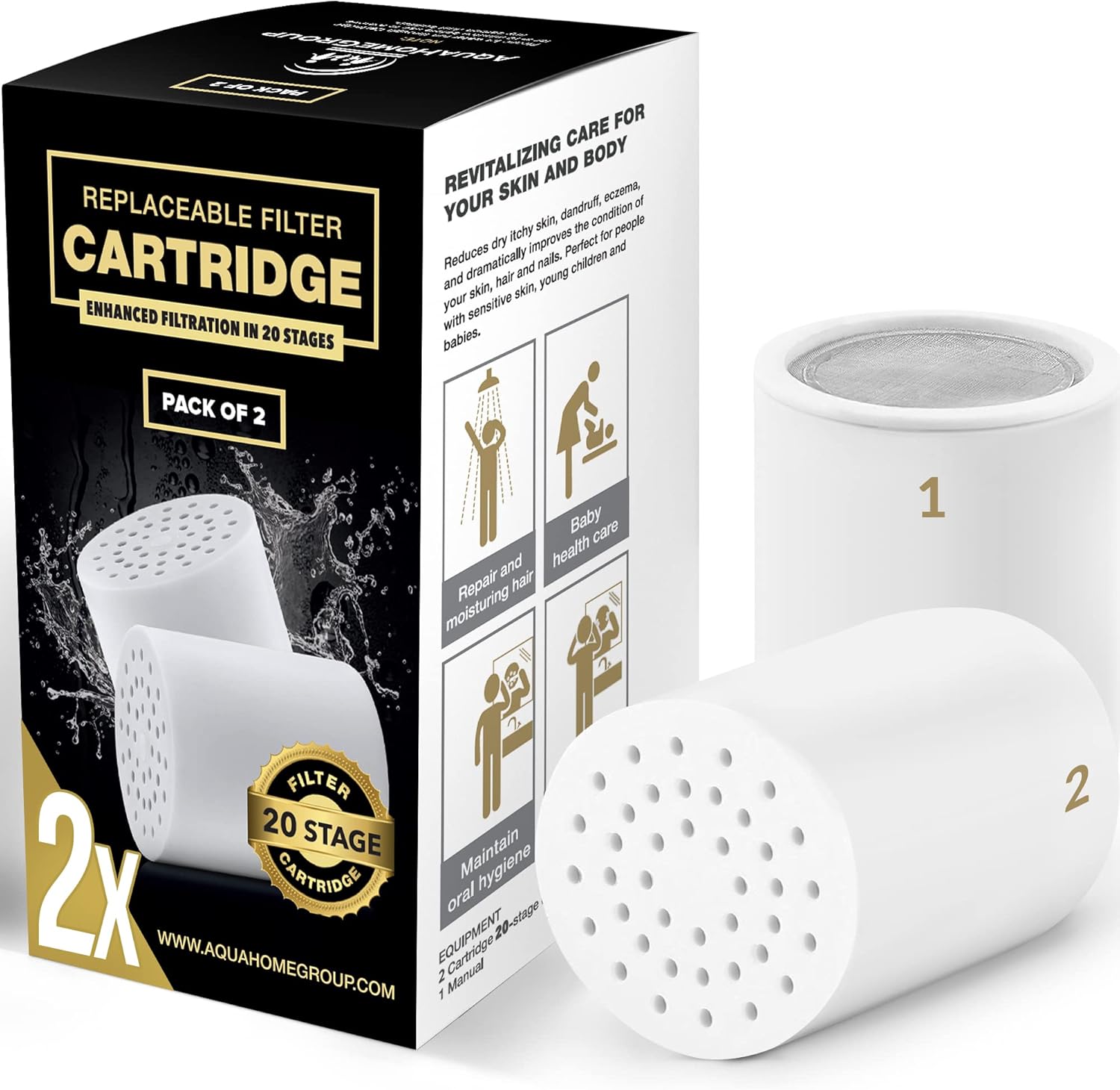 AquaHomeGroup 20 Stage Replacement Premium Filter Cartridge 2pack
