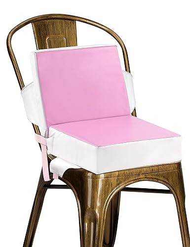 OTTOLIVES Asiento elevador para mesa de comedor, grueso e impermeable, cojín lavable de poliuretano con 2 correas ajustables, hebilla de seguridad