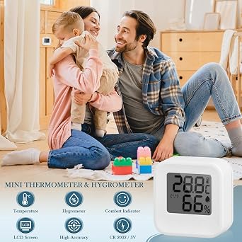 Mini Digital Indoor Thermometer Hygrometer Room Thermometer with High Accuracy Hygrometer Temperature Monitor Humidity Meter for Greenhouse, Garden, Cellar, Office, Nursery