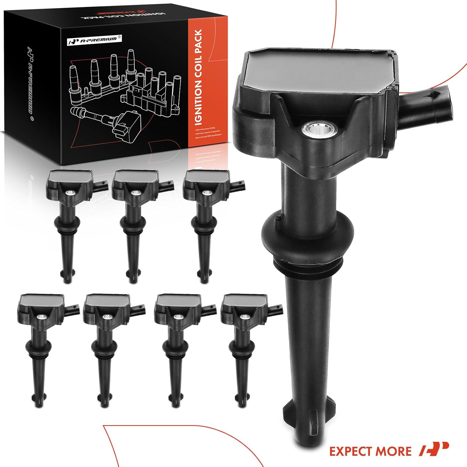 A-Premium Engine Ignition Coil Packs Compatible with Jaguar XF XJ XK XK XKR XKR Land Rover Range Rover 2010-2012 LR4 Range Rover Sport 2010-2013 V8 5.0L 8-PC Set