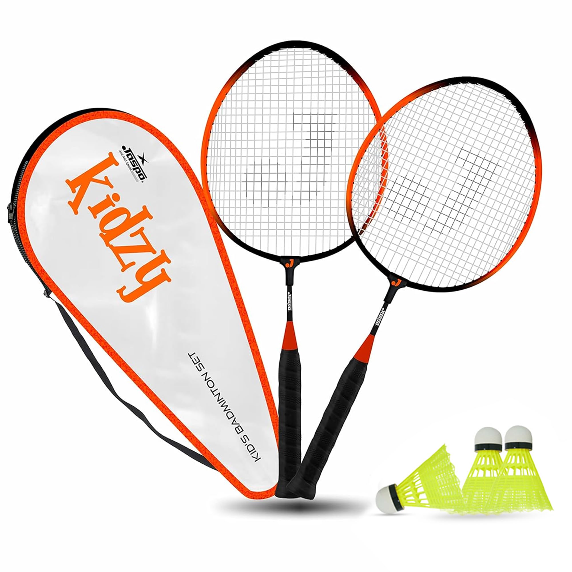 Jaspo Kidzyy Steel Badminton with 5 pc. Feather Shuttlecock, Carry Bag (Suitable for Kids)-Made in India. (Orange)-picture-20