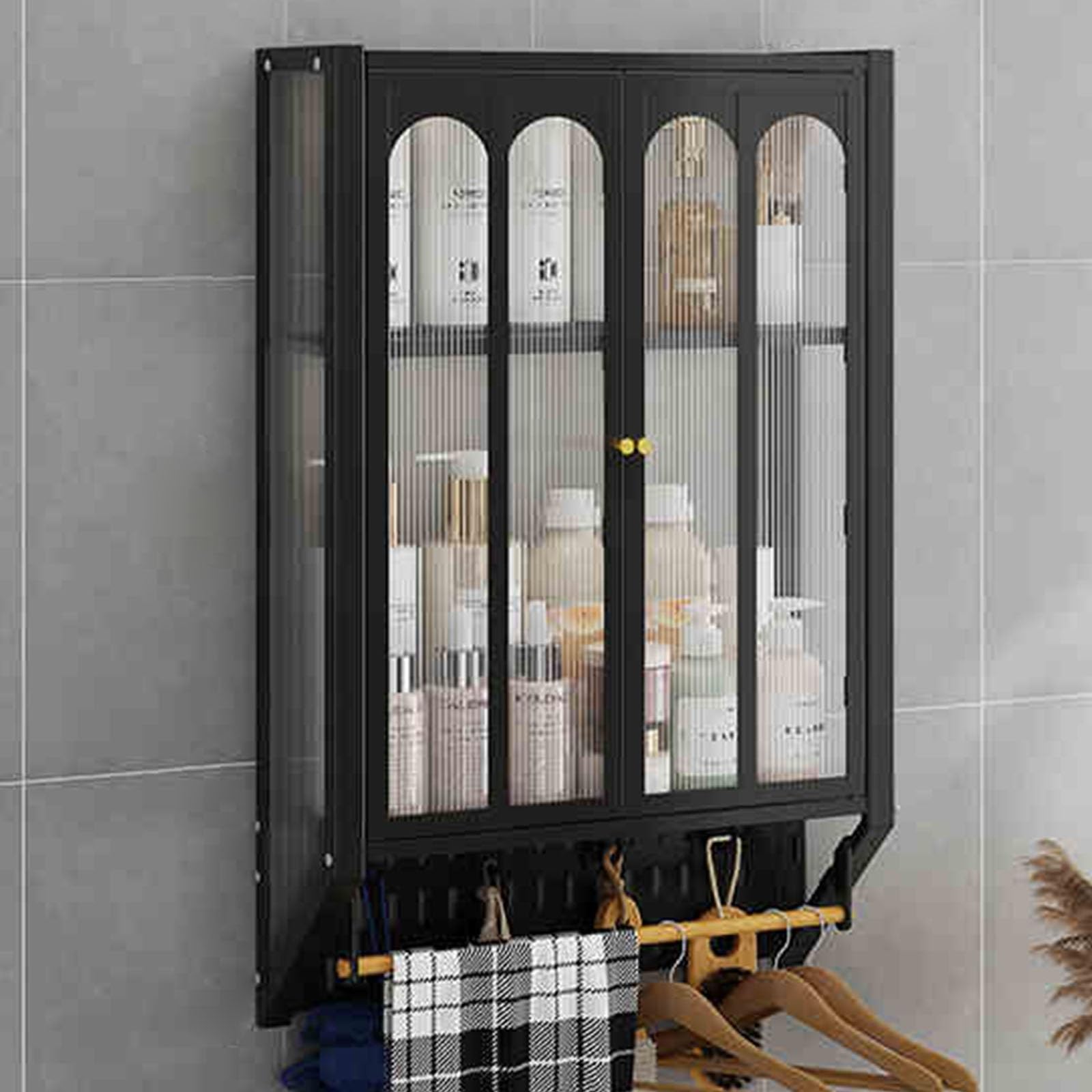 Étagère de rangement murale multifonctionnelle sans perforation en métal pour salle de bain
