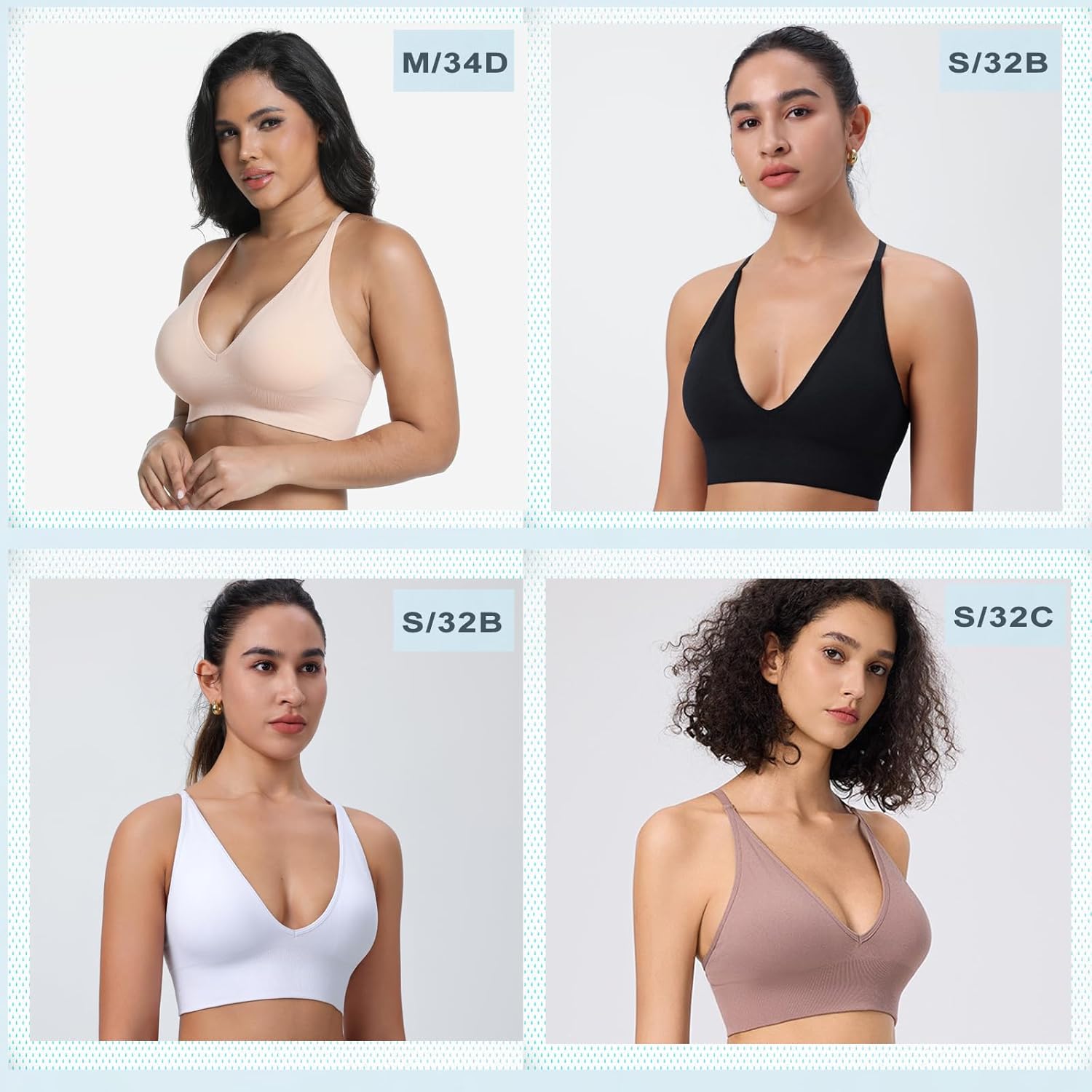 PRETTYWELL Women’s Deep V Neck Bras for Women Push up Bralettes Seamless Sexy Sports Bra Wireless Spaghetti Strap Padded Bra - Image 5