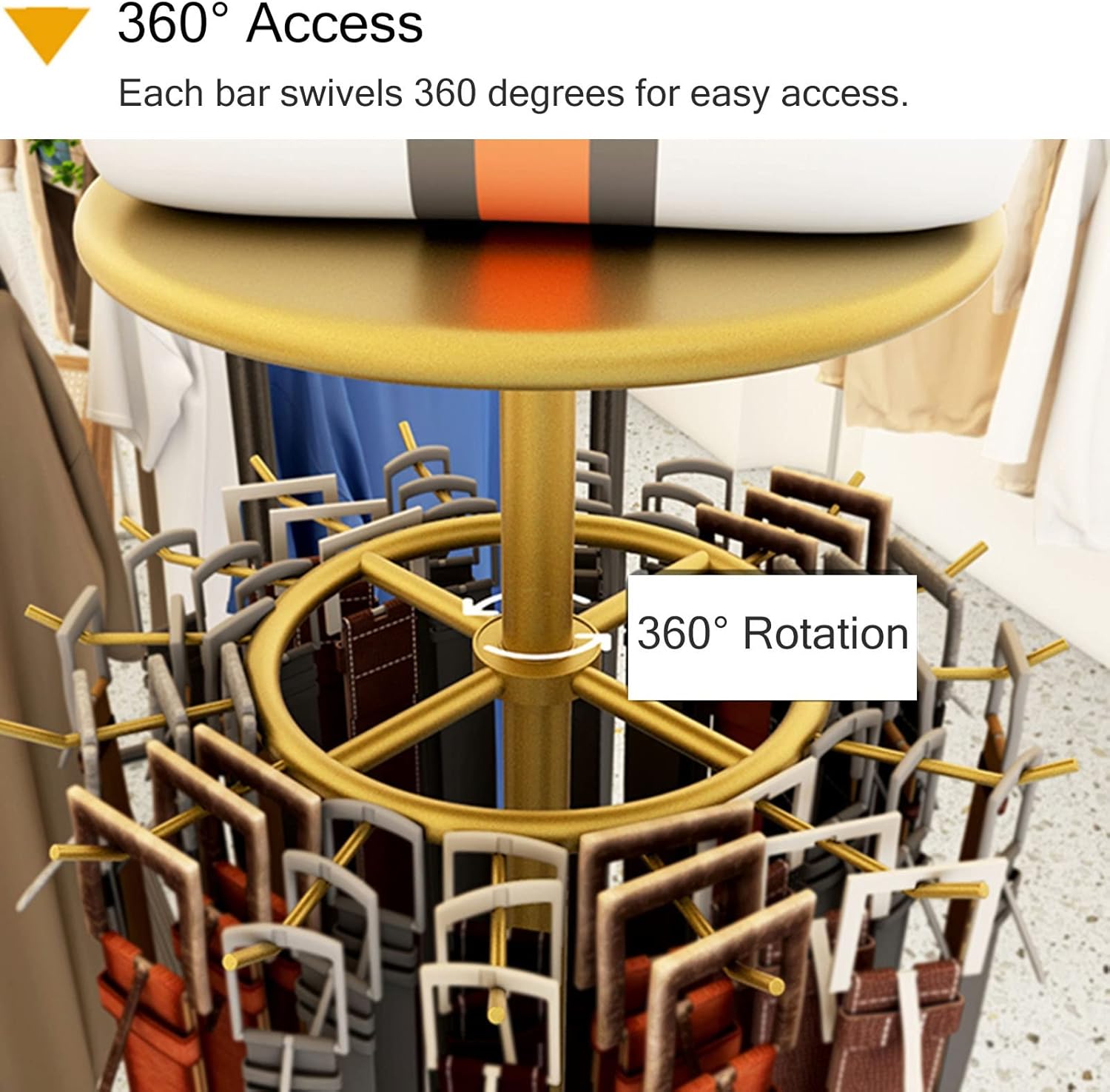 Vertical Swivel Belt Display Holder for Ties Scarf Accessories, Retail Belt Storage Carts with Wheels for Clothing Store/Bedroom Closet/Boutiques (Color : White)