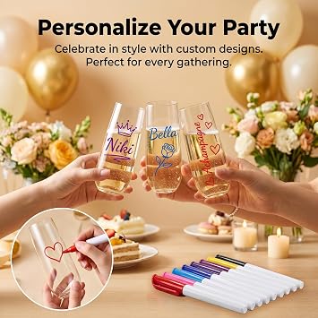 54 Pack Stemless Plastic Champagne Flutes,9oz