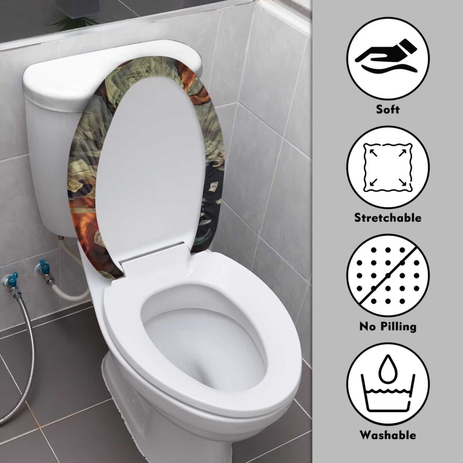 COEQINE Toilet Lid Cover Set Elongated Lid 1 Pcs Fashion Art Cute Animal Print Toilet Lid Cover Elongated With Lucky Dog Print - Image 3
