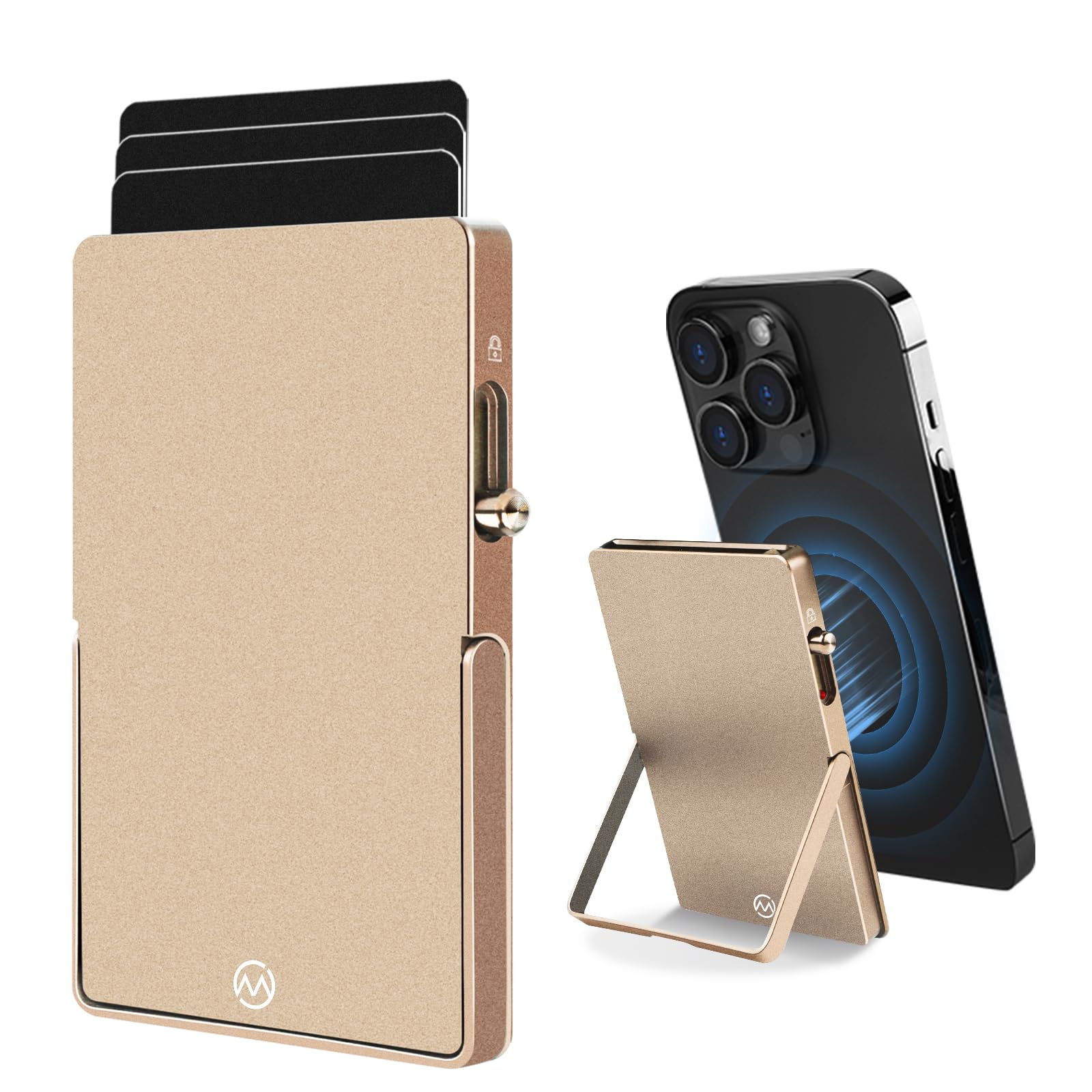 Soporte ajustable y cartera de metal para iPhone 13 que ahorra espacio 8