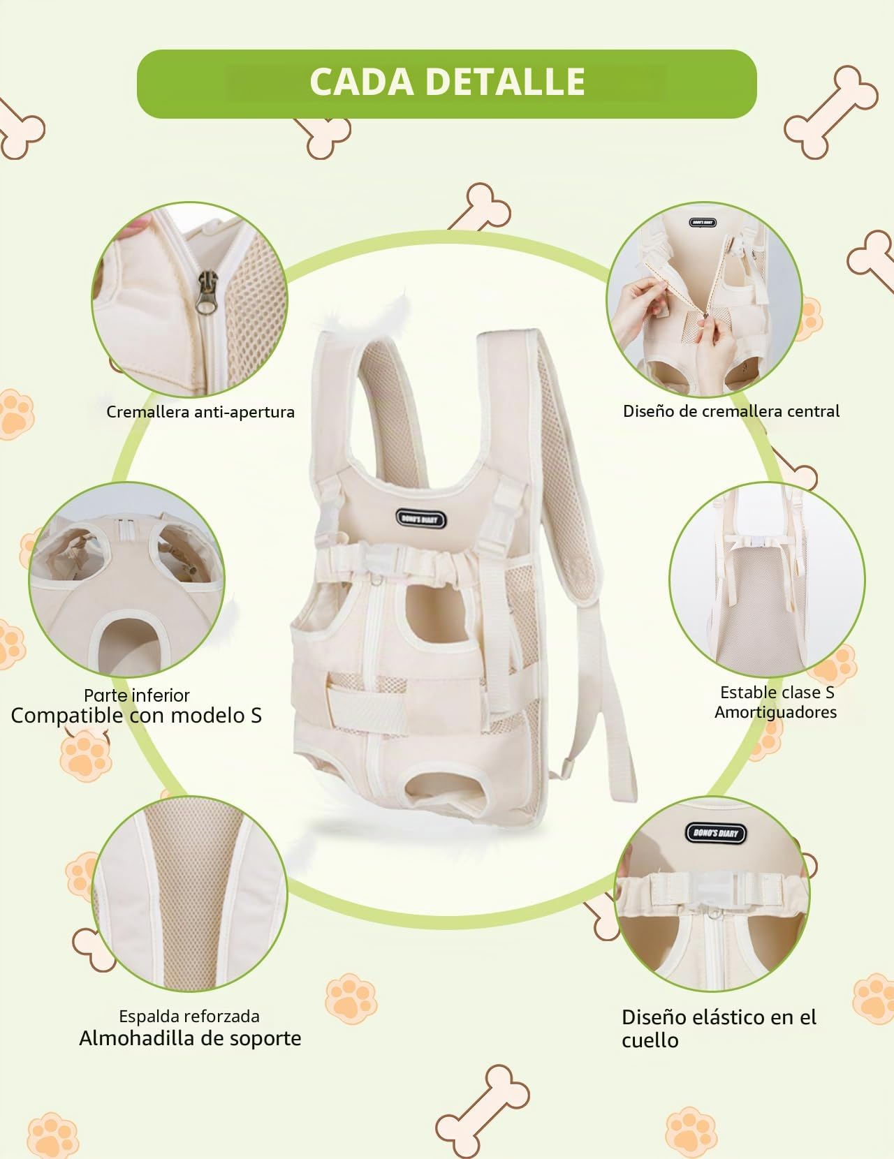 Mochila para Mascotas, Mochila Ajustable para, Mochila Transpirable para Gatos, para Perros pequeños y medianos, Gatos y Cachorros (Beige, Medium)