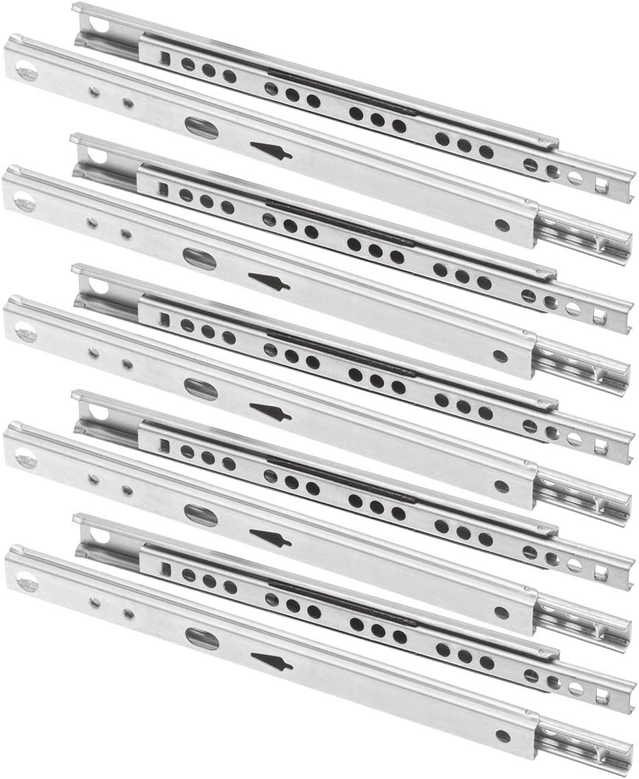 FURNICA 10x (5 Pairs) Ball Bearing Drawer Runners Slides H17mm (Length 182mm)