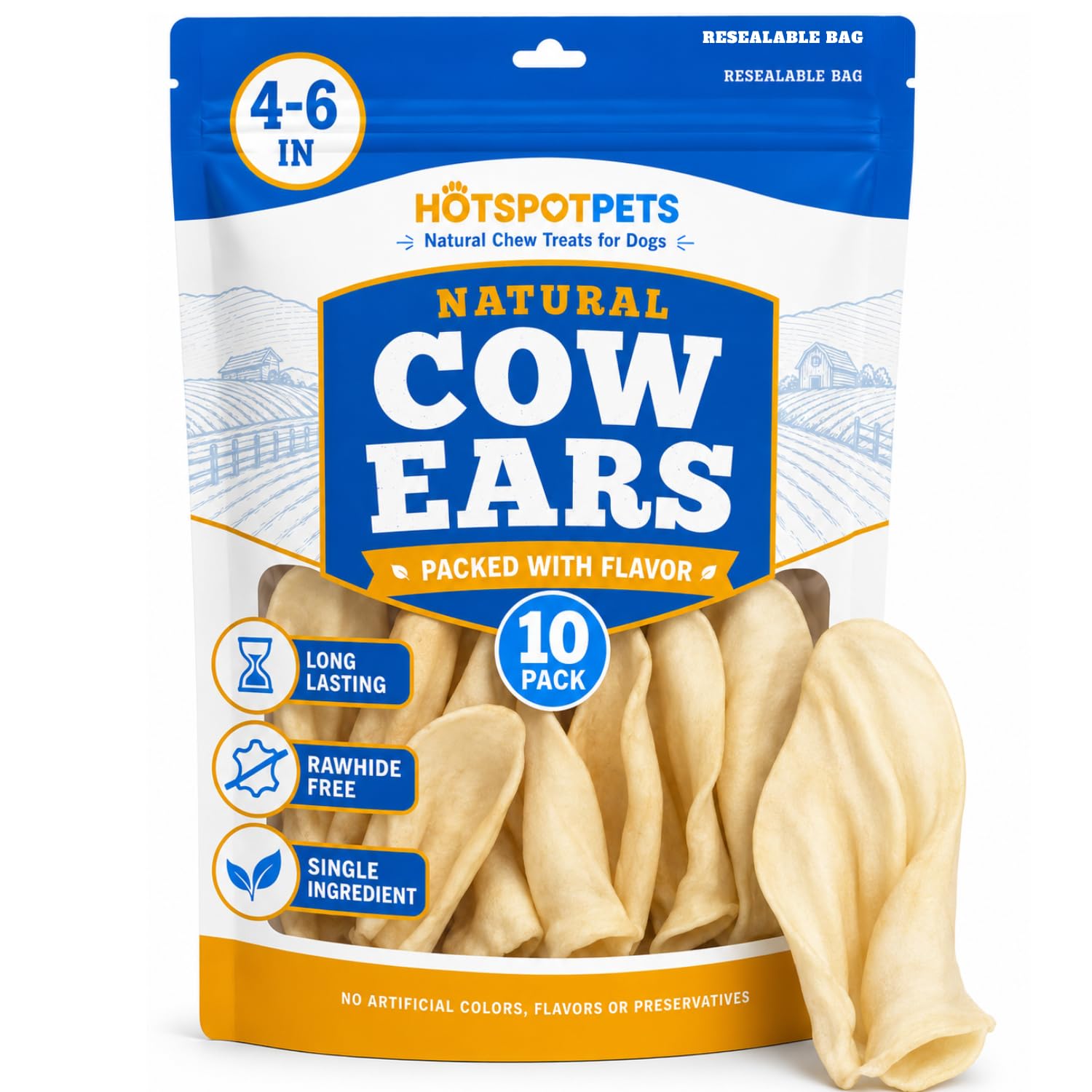 hotspot pets All-Natural Beef Cow Ears Dog Chews (10 Pack)