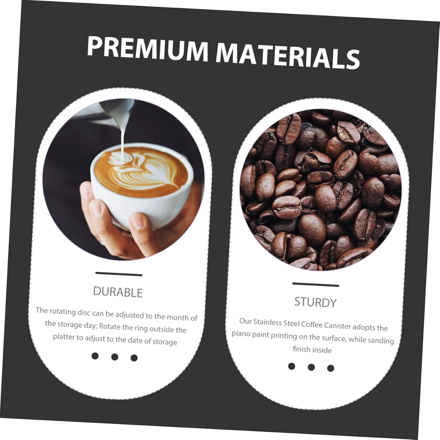 Sealed Coffee Bean Canister Airtight Storage for Coffee Beans and Dry Foods Date Tracker Stainless Steel and Finish for Kitchen Organization