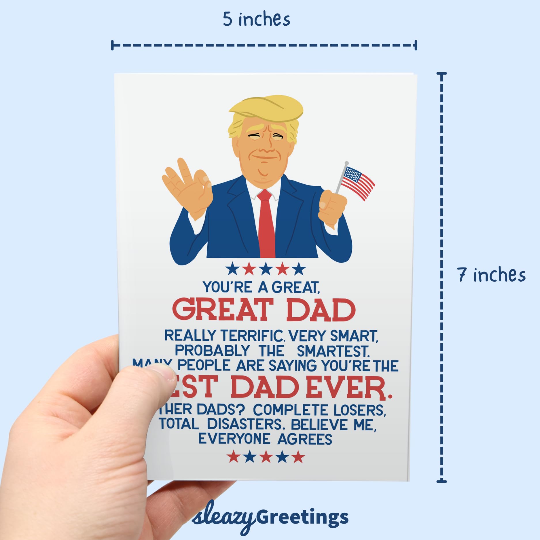 Lustige Donald Trump Geburtstagskarte - 'Best Birthday Ever' Sprüche, 12,7x17,8 Cm, Blanko Innen, Inkl. Umschlag