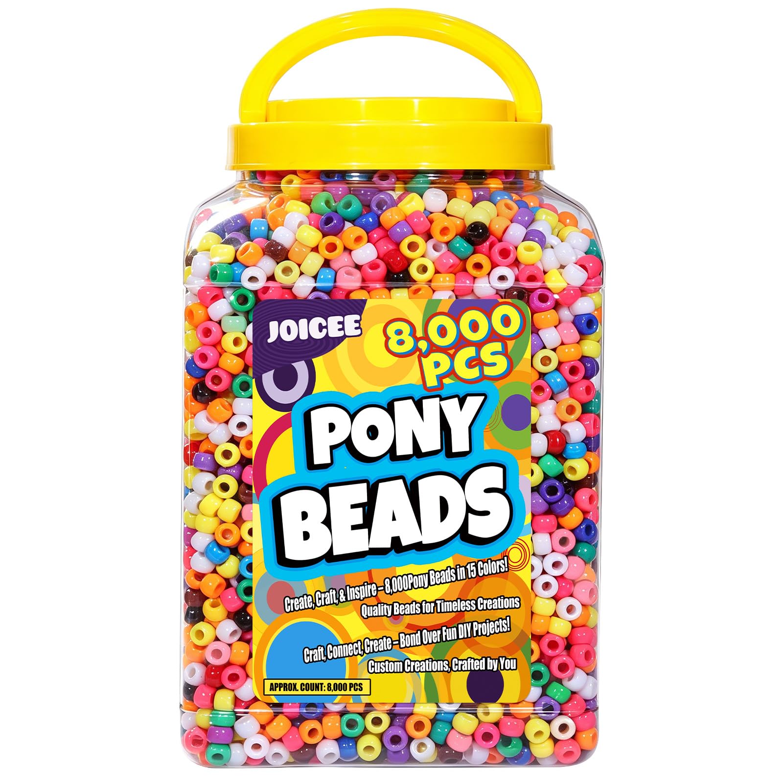 JOICEE 8000Pcs Pony Beads Bulk for Bracelets Kandi Beads Jewelry Making