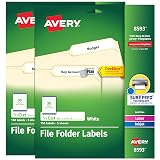 Avery® File Folder Labels with TrueBlock® Technology, Permanent Adhesive, 2/3" x 3-7/16", Laser/Inkjet, 2-Pack, 300 Labels Total (28593) – view 1