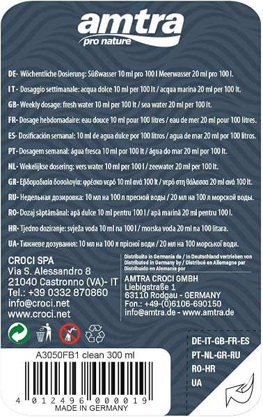 Amtra Clean - Depuratore naturale per l'acqua degli acquari, con microorganismi che eliminano ammoniaca e nitriti, riduce i cambi d'acqua, 300 ml - 3