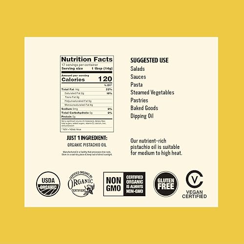 Miniatura 2 de Nutrawbar, Aceite de pistacho orgánico prensado en frío. Hecho de pistachos de California, aceite de pistacho orgánico prensado en frío de primera