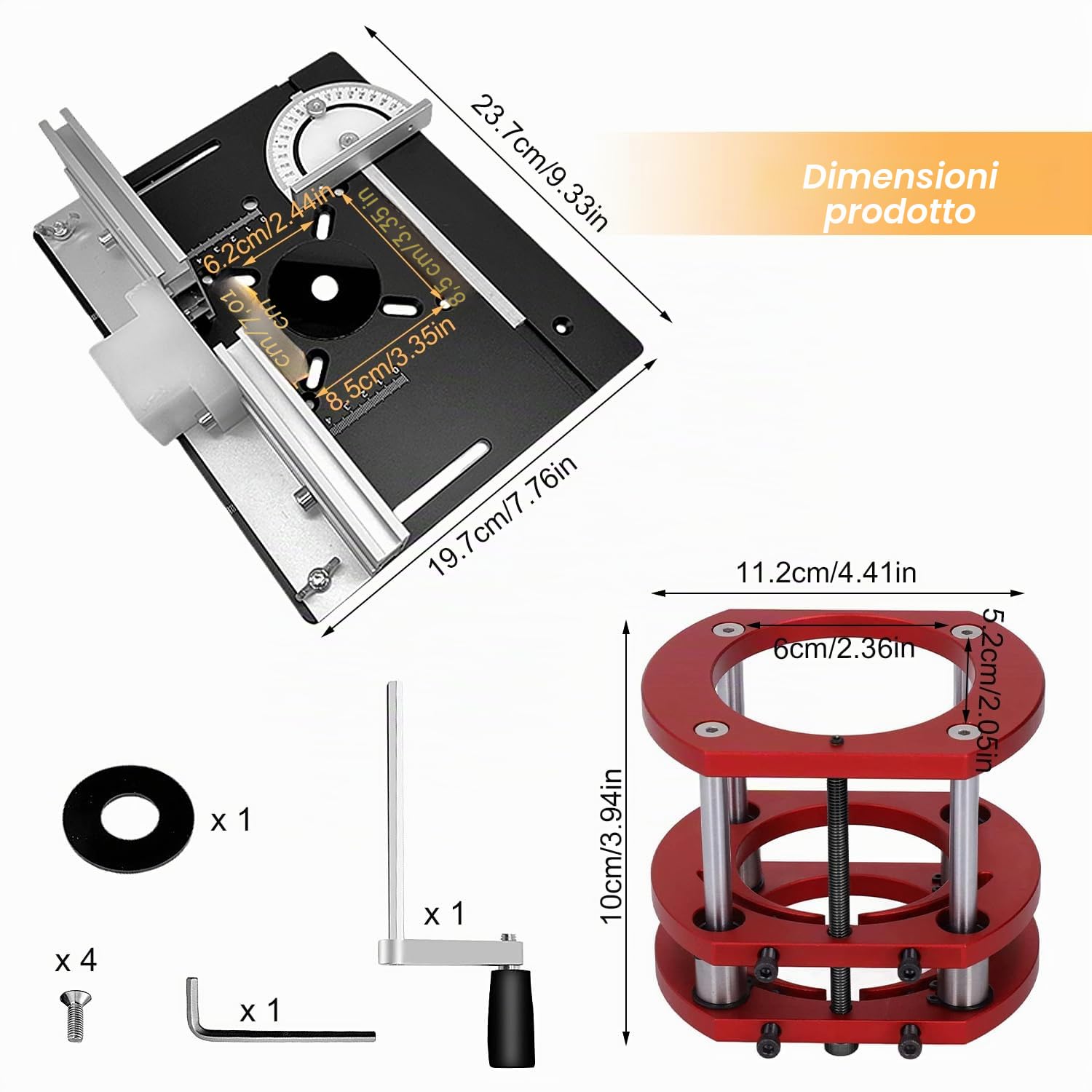 Set di 2 Piastra Fresatrice Da Banco in Alluminio, Piastre per Fresatura con Router Lift, Accessori per Fresatrice per La Lavorazione Del Legno