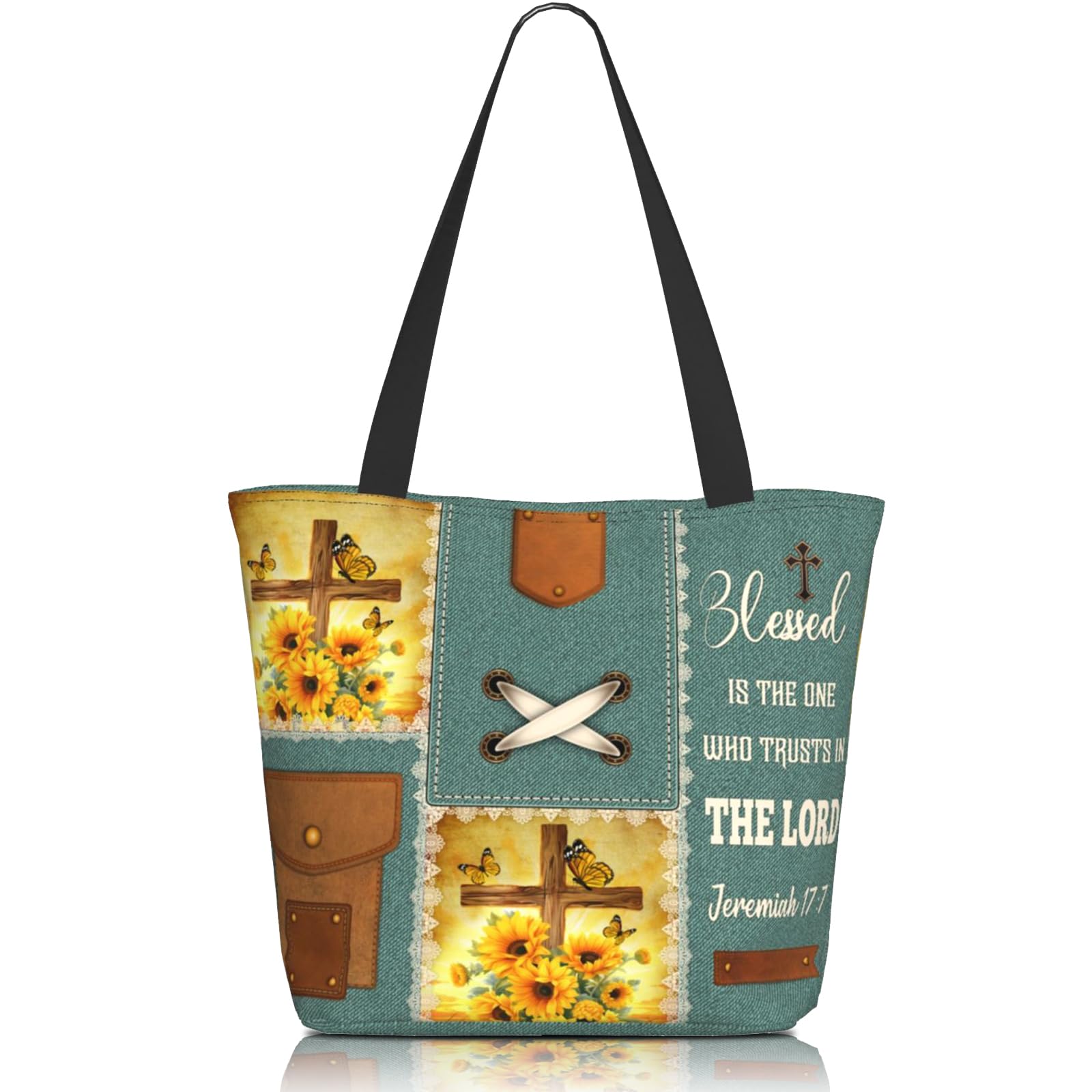 Rxenvkuz Bible Tote Bags For Women Christian Tote Bags For Women Religious Shoulder Bag Scripture Reusable Grocery Bag