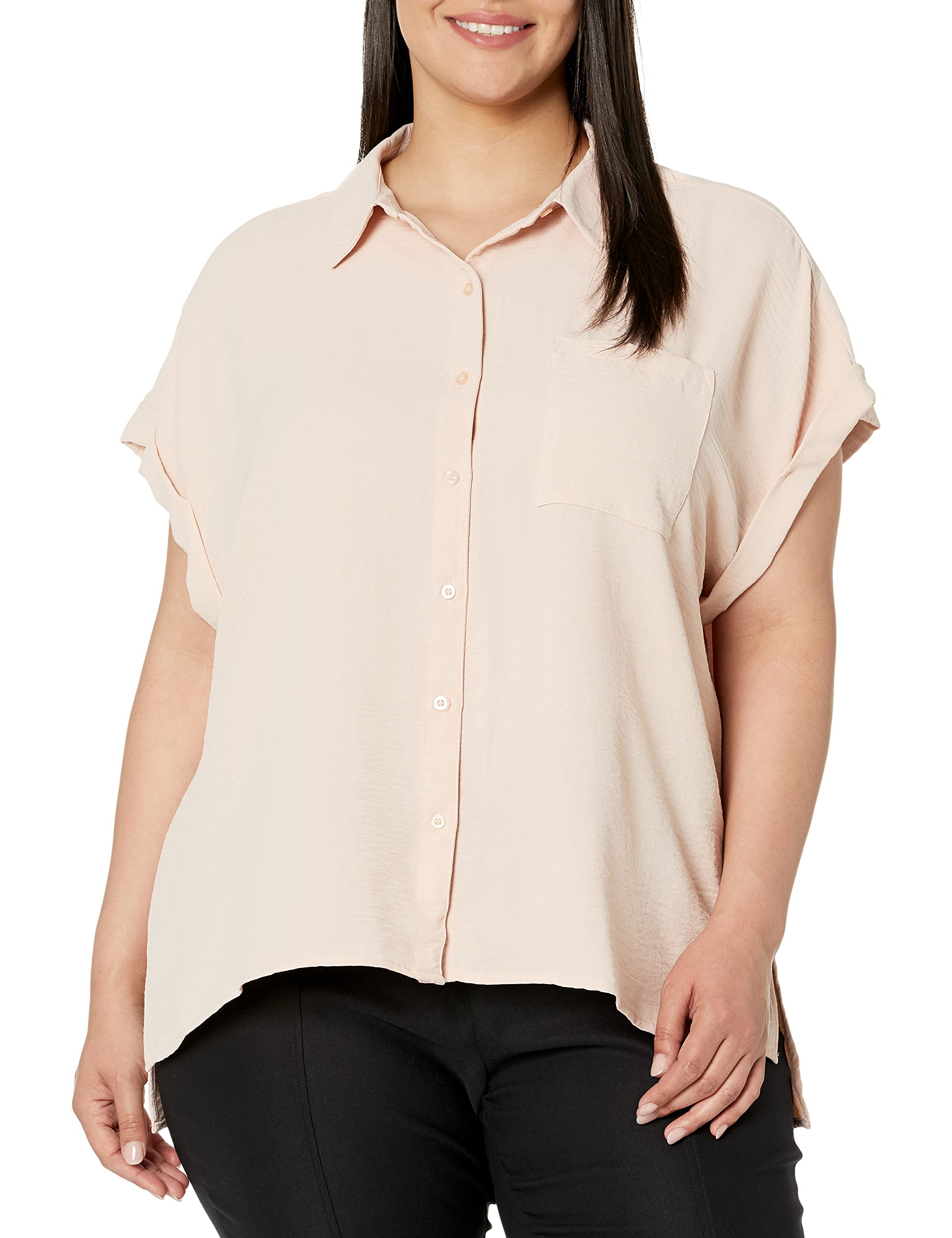 Calvin KleinWomen's Plus Size High-Low Sleeveless Button-Down Blouse