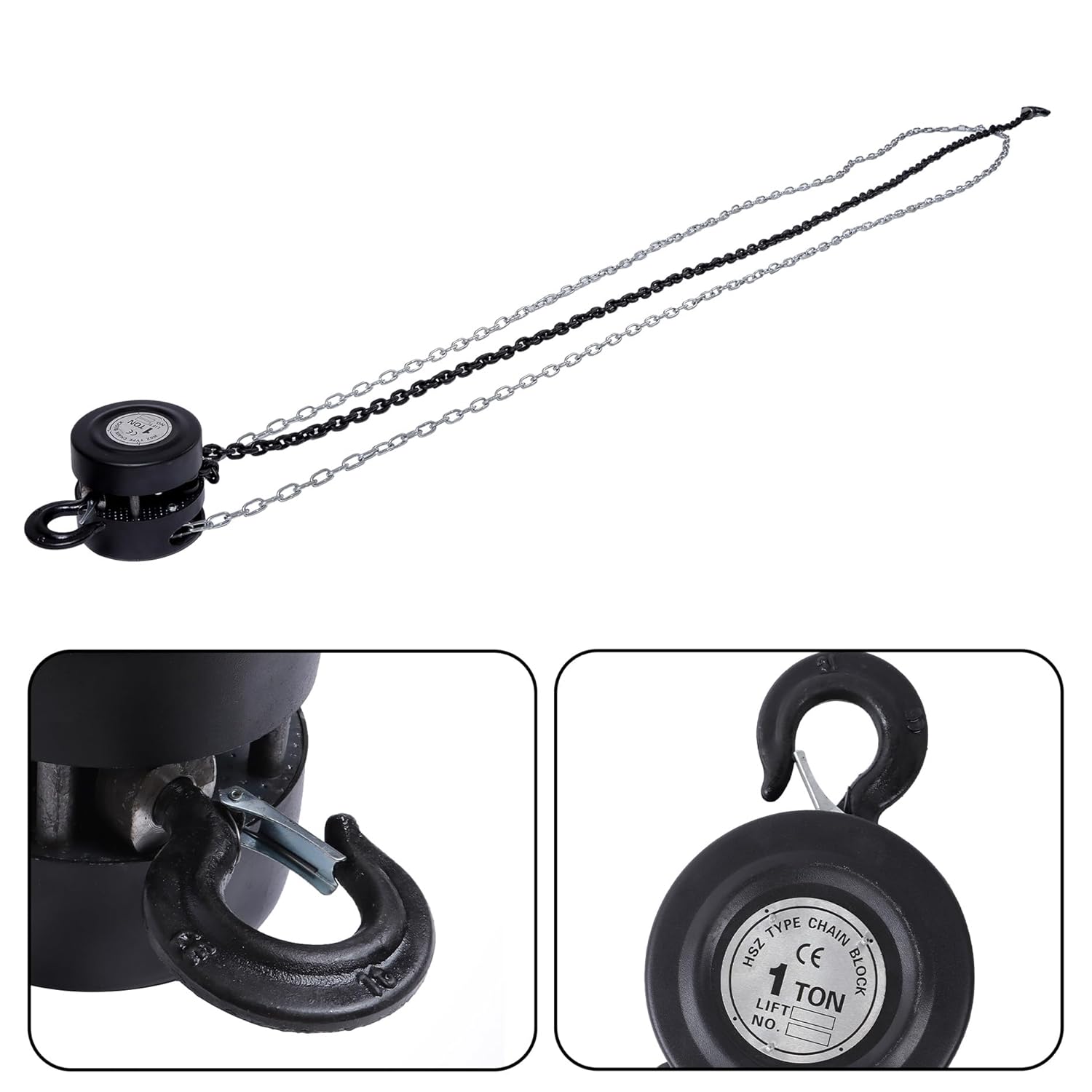 1Ton/2000 lbs Manual Chain Hoist Capacity 10 Lift 2 Hooks Manual Hand Lift Steel Chain Block Hoist