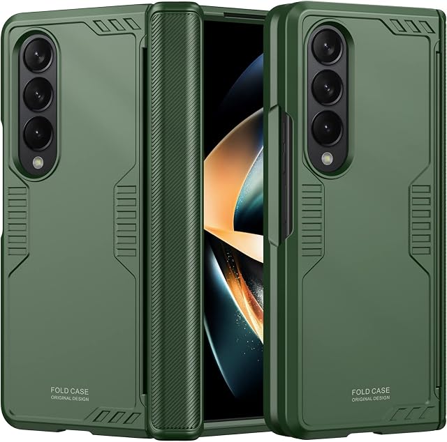 Vizvera for Samsung Galaxy Z Fold 4 Case, Fold 4 Case with Hinge Protection Heavy-Duty Shockproof Anti-Fall Protective Case for Galaxy Z Fold 4 Armor Cover Bumper Case 2022-Green