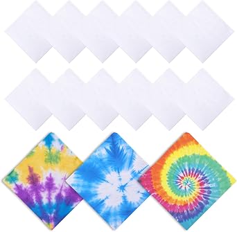 12 PCS 100% Cotton White Bandana bulk for tie dye blank bandanas pack cotton handkerchiefs Unisex Bandanas Men Head Wrap,22" x 22" 12