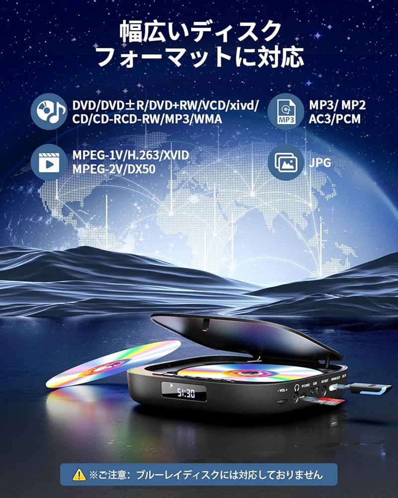 小さいのに高性能で多機能！リージョンフリーコンパクトＤＶＤフレーヤー新品同様！！ Amazon | ミニDVDプレーヤー1080Pサポート DVD/CD再生専用モデル