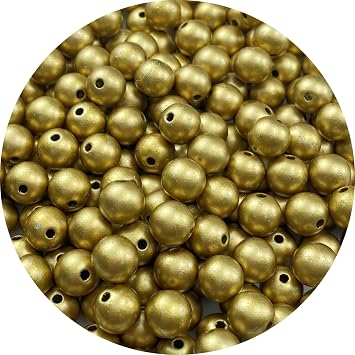 200pcs Pearl Beads for Crafts 10mm Resin Pearl for Jewelry Making Round Bulk Pearls Beads with Hole for Necklaces Bracelets Earrings Making Jewelry DecorationForsted Gold