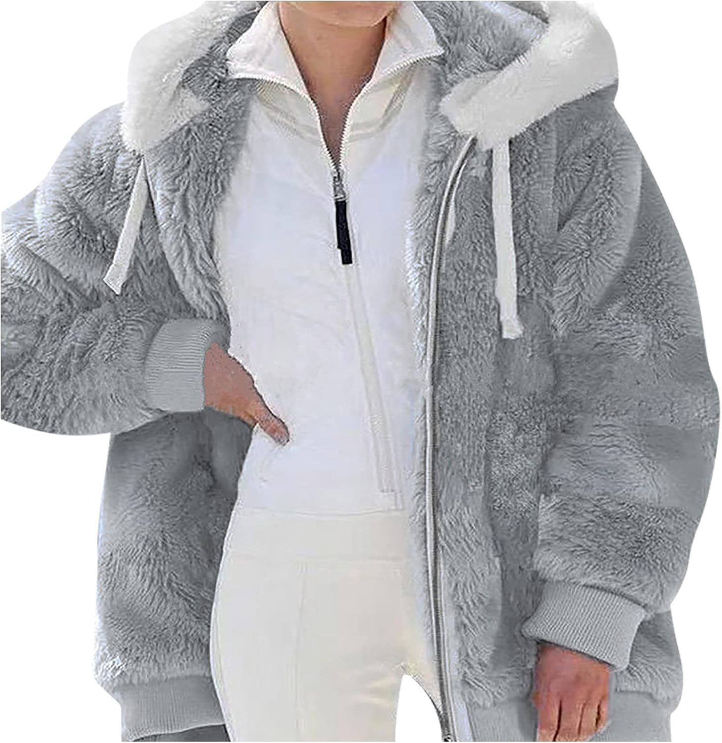Styxlyn Fleece Jacket Women Sherpa Fuzzy Winter Coats Warm Zip Up Hooded Jackets 2025 Fashion Coat